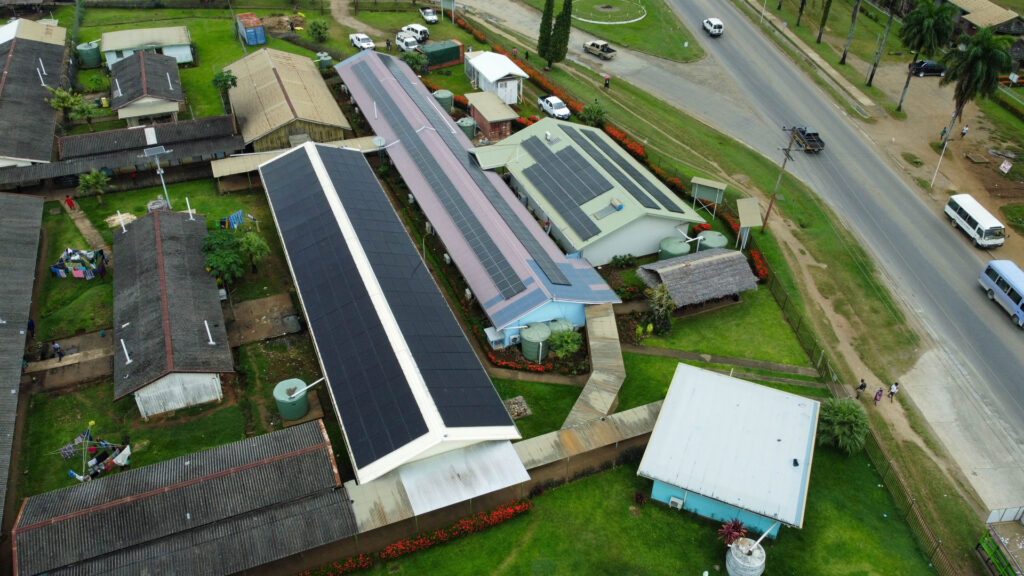 An aerial shot of the Madang eye clinic