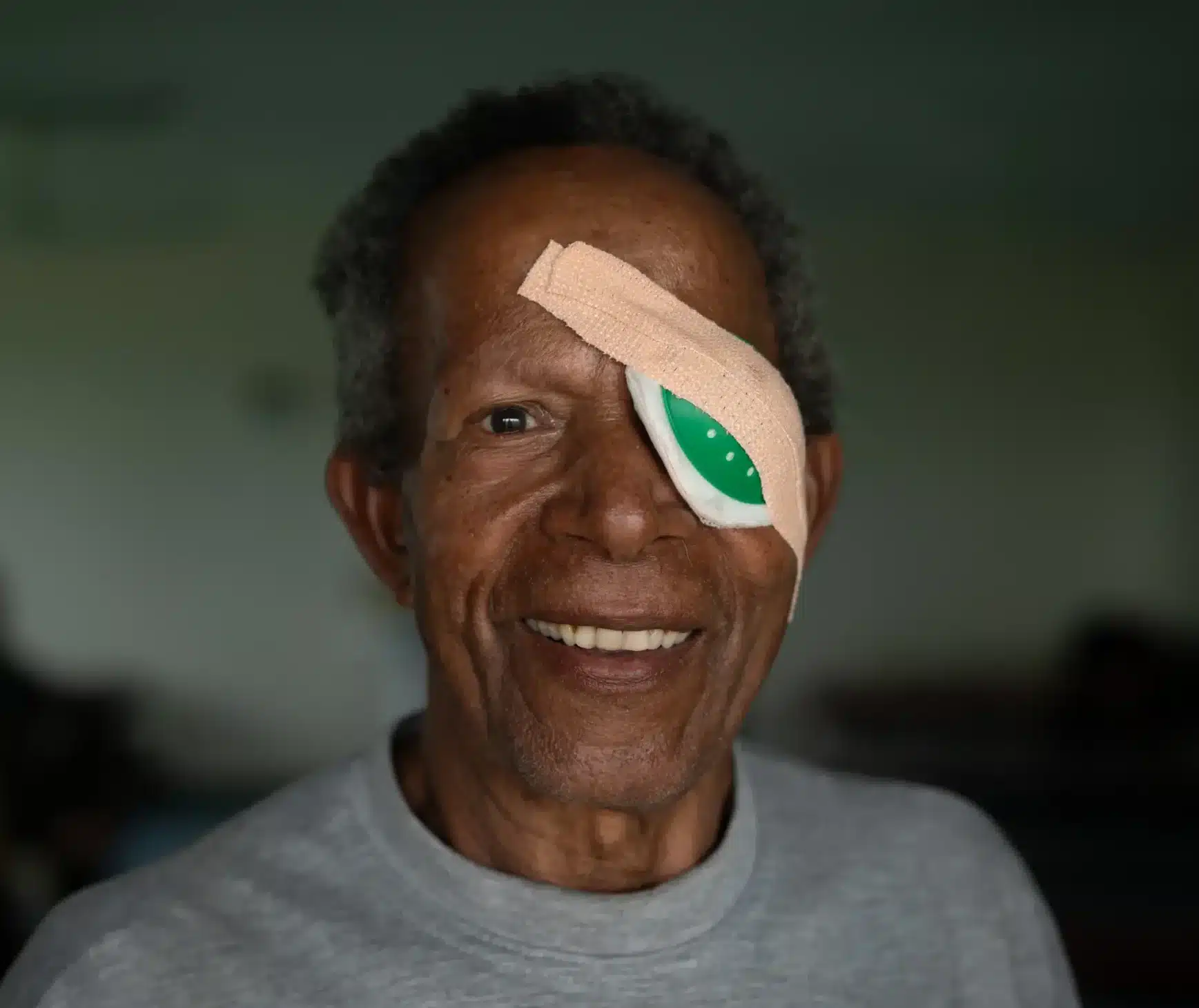 Ivan wearing an eye patch post cataract surgery