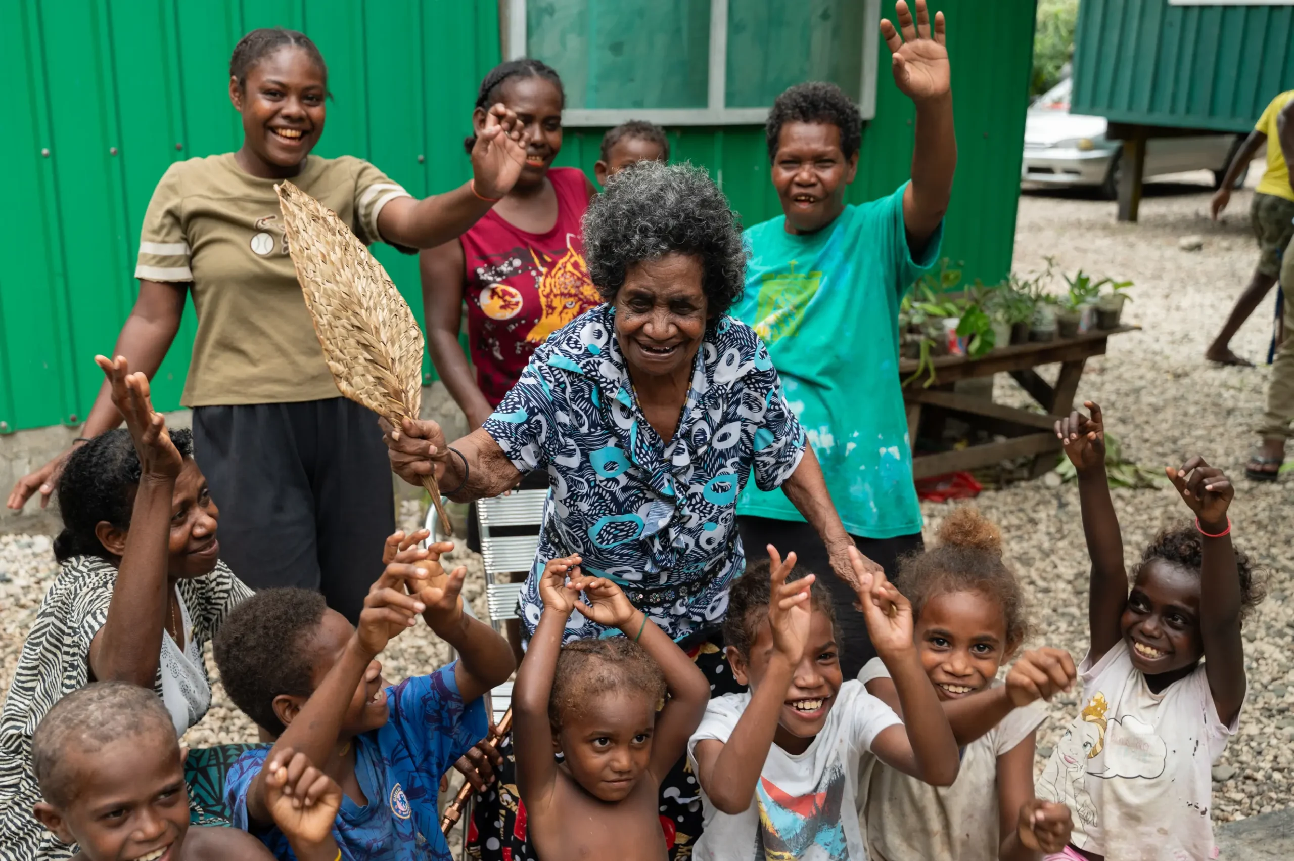 Philomena surrounded by her family