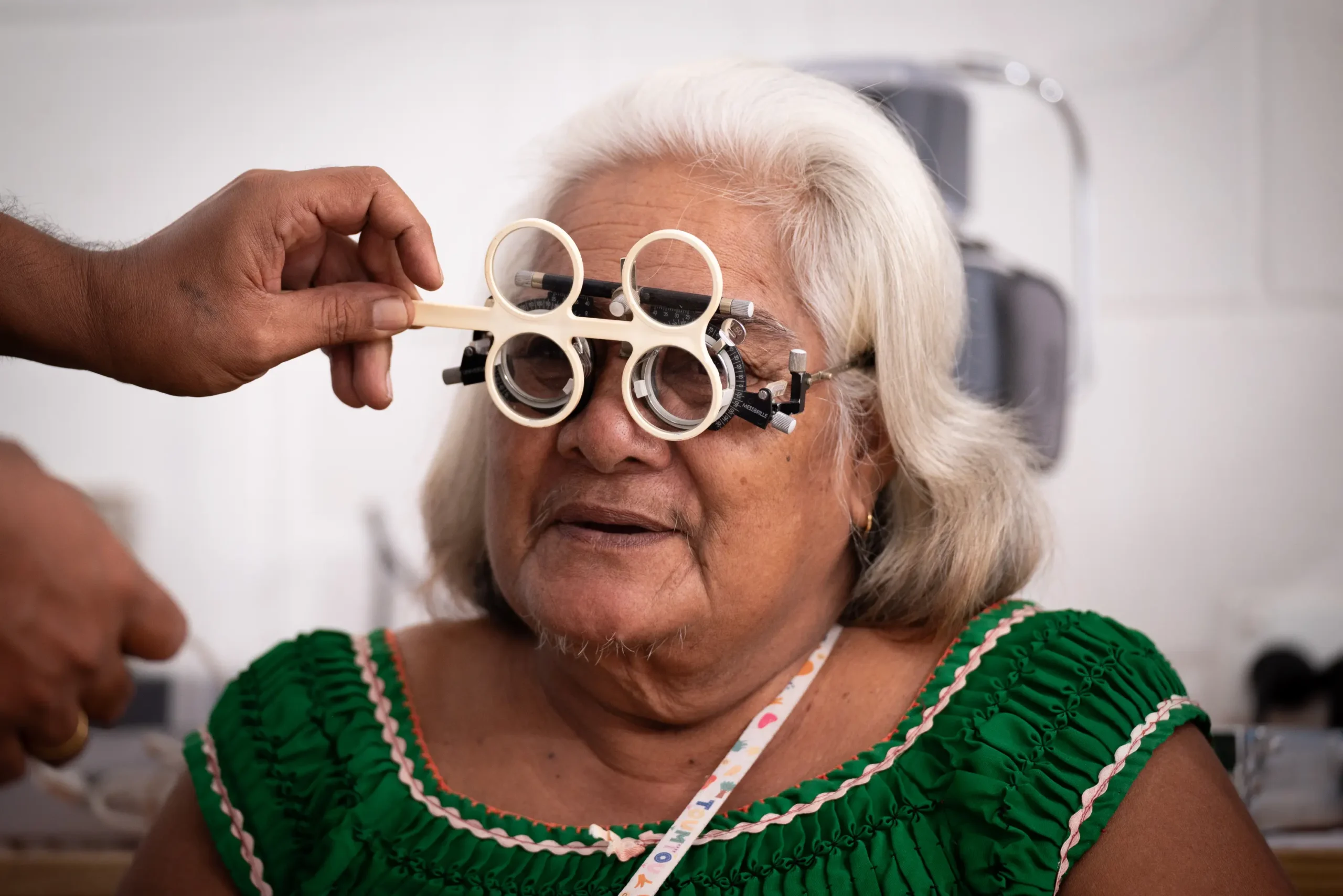 A women having her vision tested