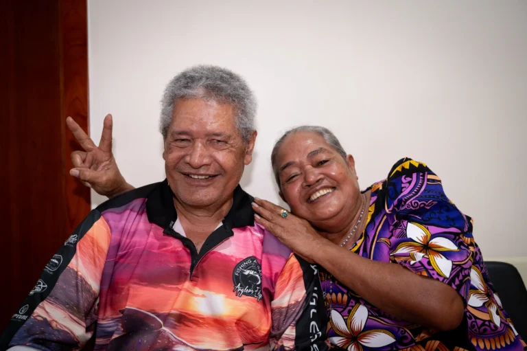 Penetito and Setefania smiling playfully