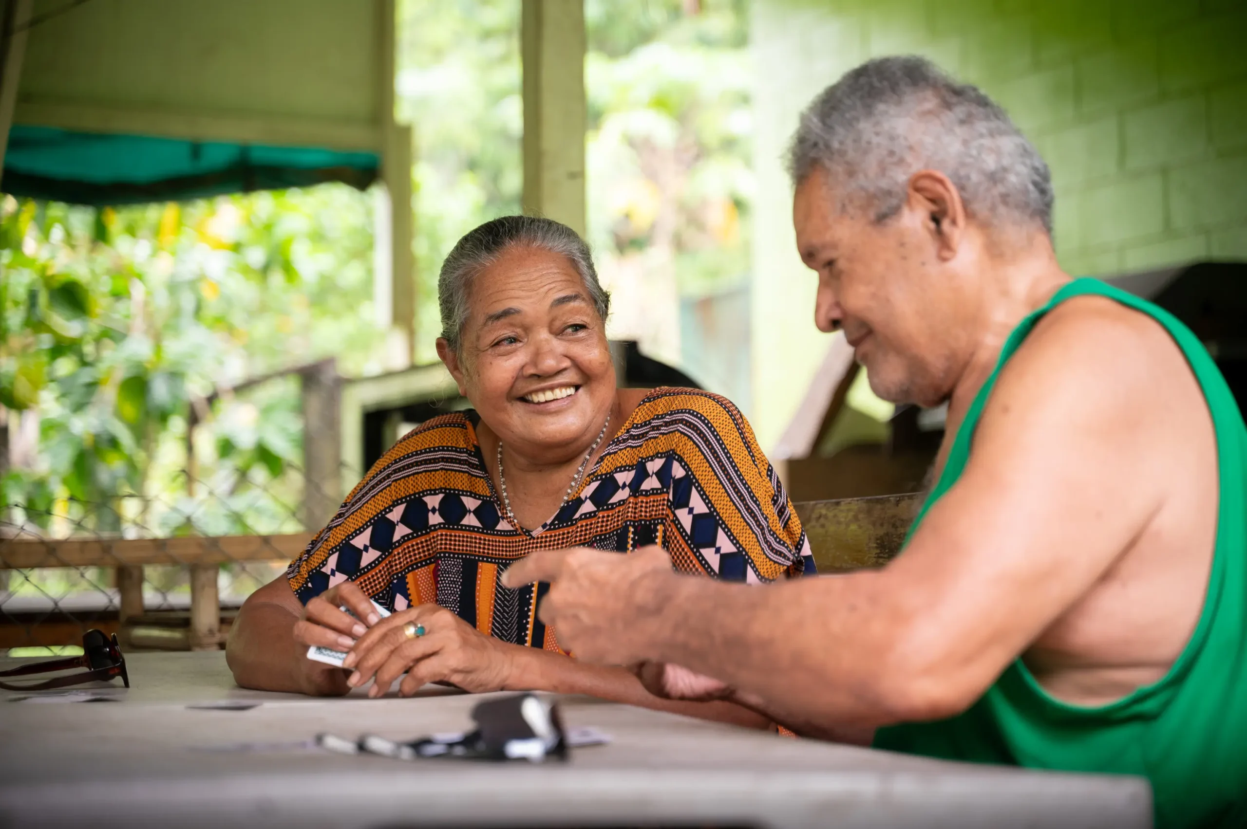 Setefania smiling at her husband